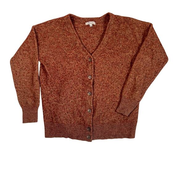 Madewell Cardigan Sweater Womens Medium Brown Merino Wool Button Front Relaxed - Picture 1 of 6